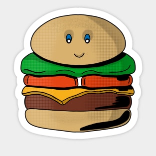 Adorable Cute Burger Hamburger Kawaii Sticker